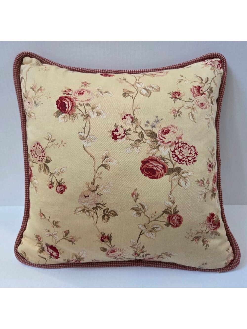 Waverly Sonata Harbor House Decorative Feather Pillow Red Floral 18"X18"
